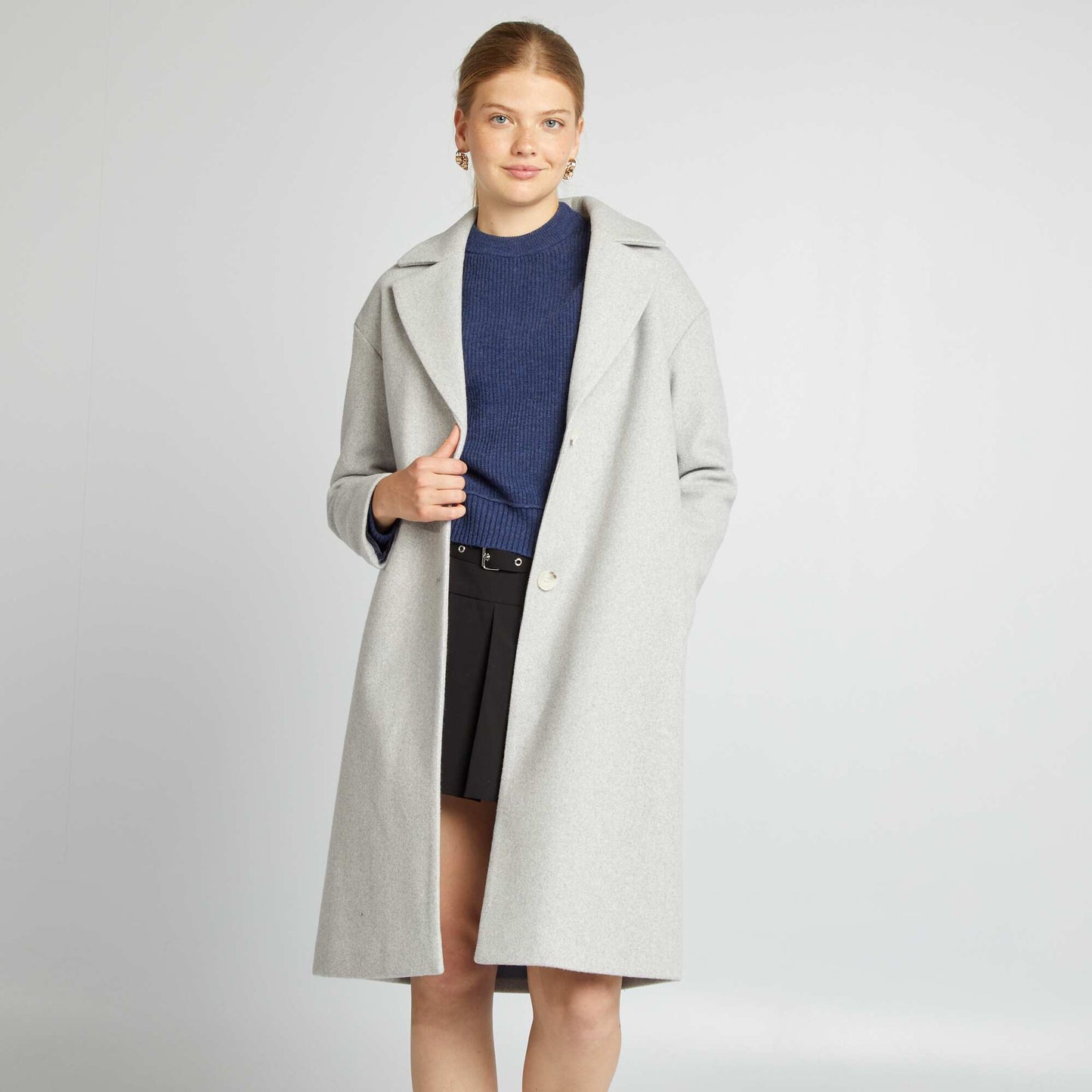 Long wool-style coat GREY