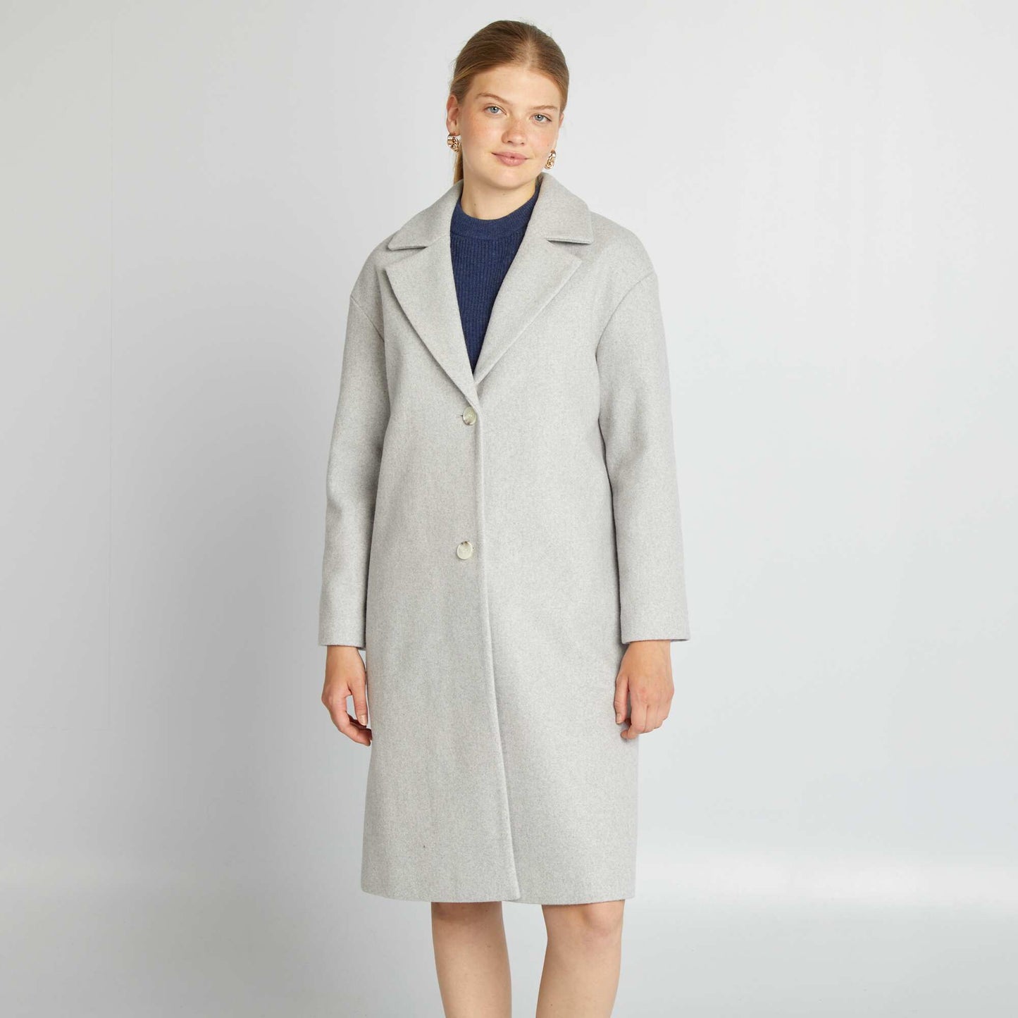 Long wool-style coat GREY