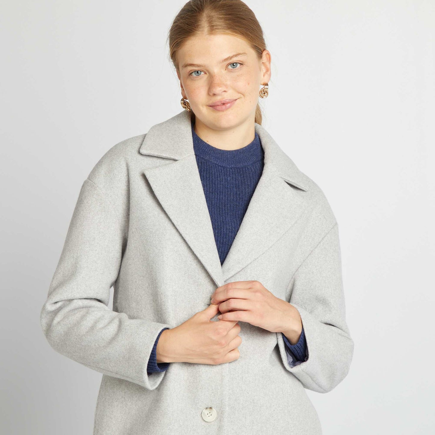 Long wool-style coat GREY