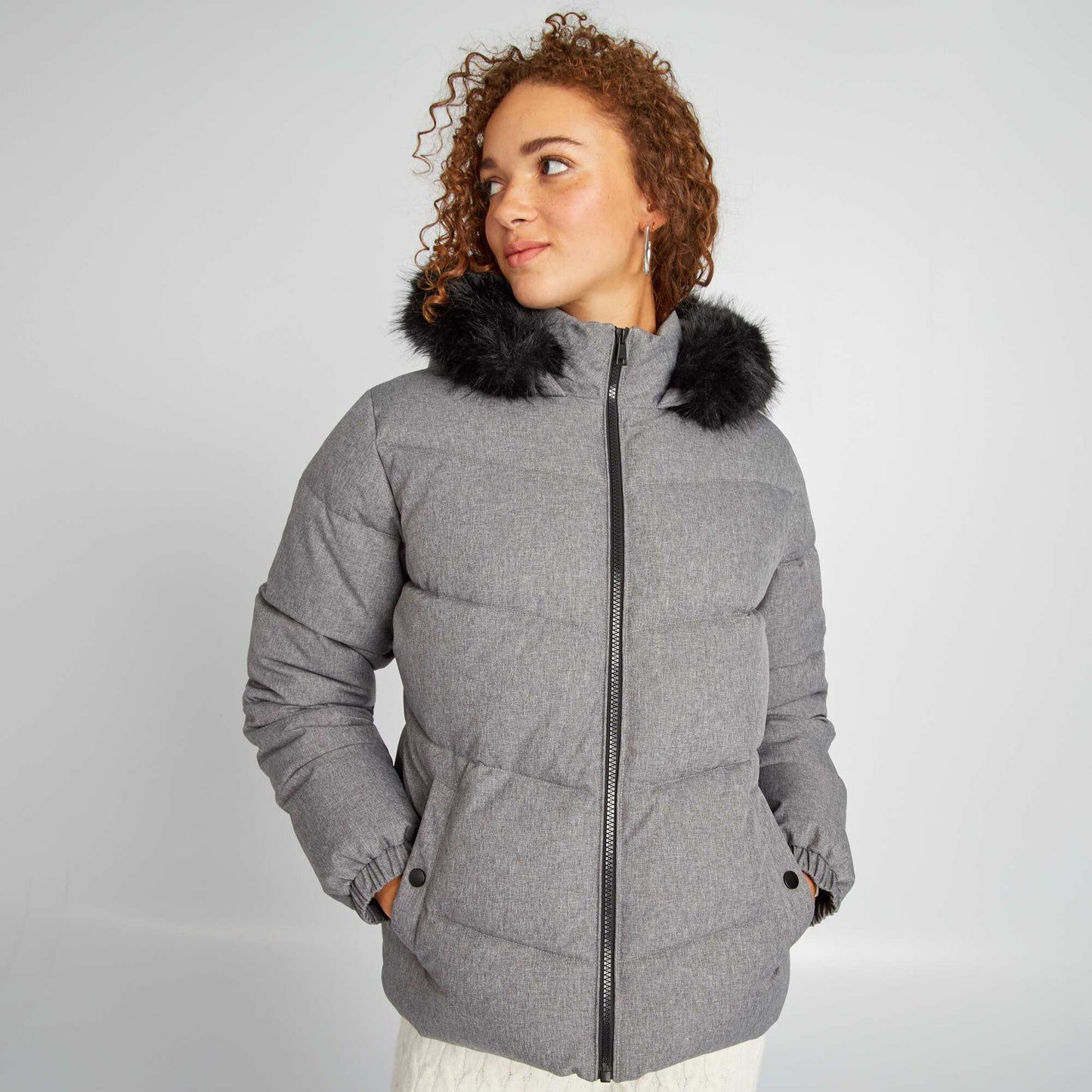 Zipped water-repellent padded jacket GREY