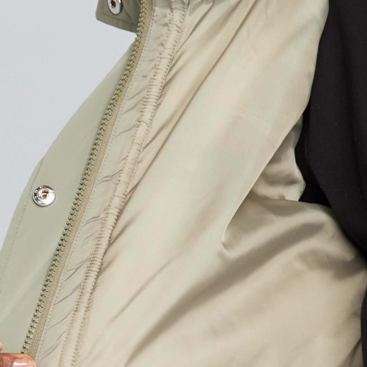 Long hooded padded coat KHAKI