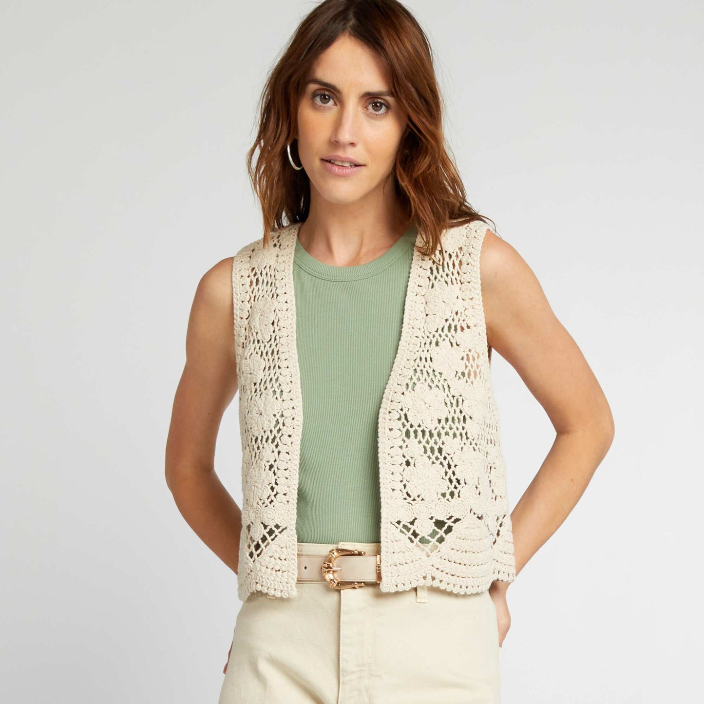 Macramé waistcoat BEIGE