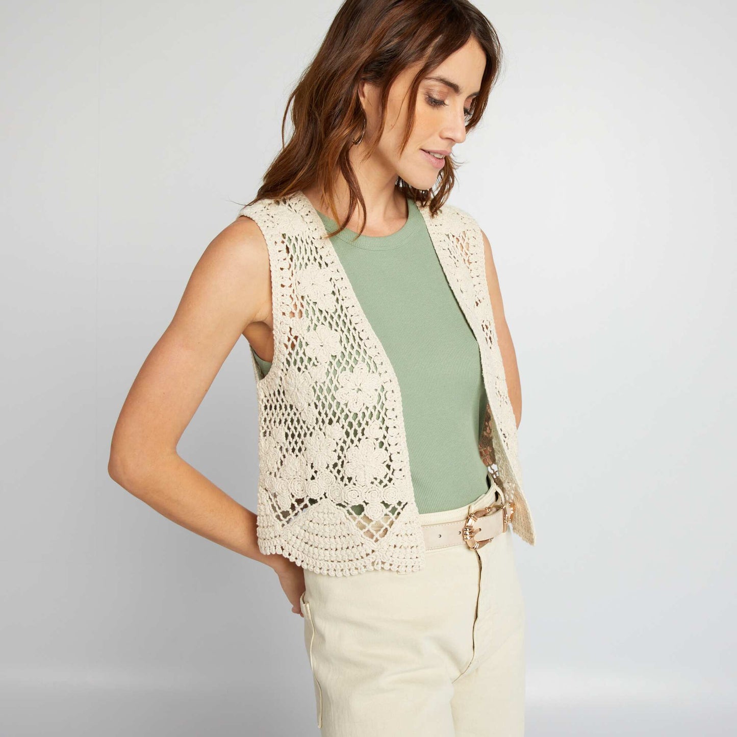 Macramé waistcoat BEIGE