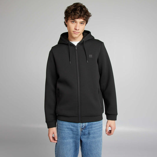 Zip-up neoprene sweater black