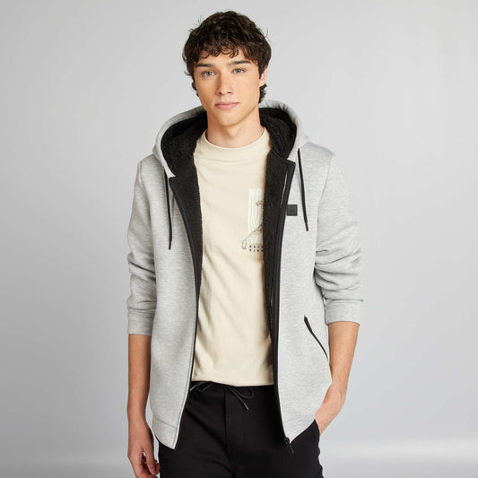 Zip-up neoprene sweater GREY