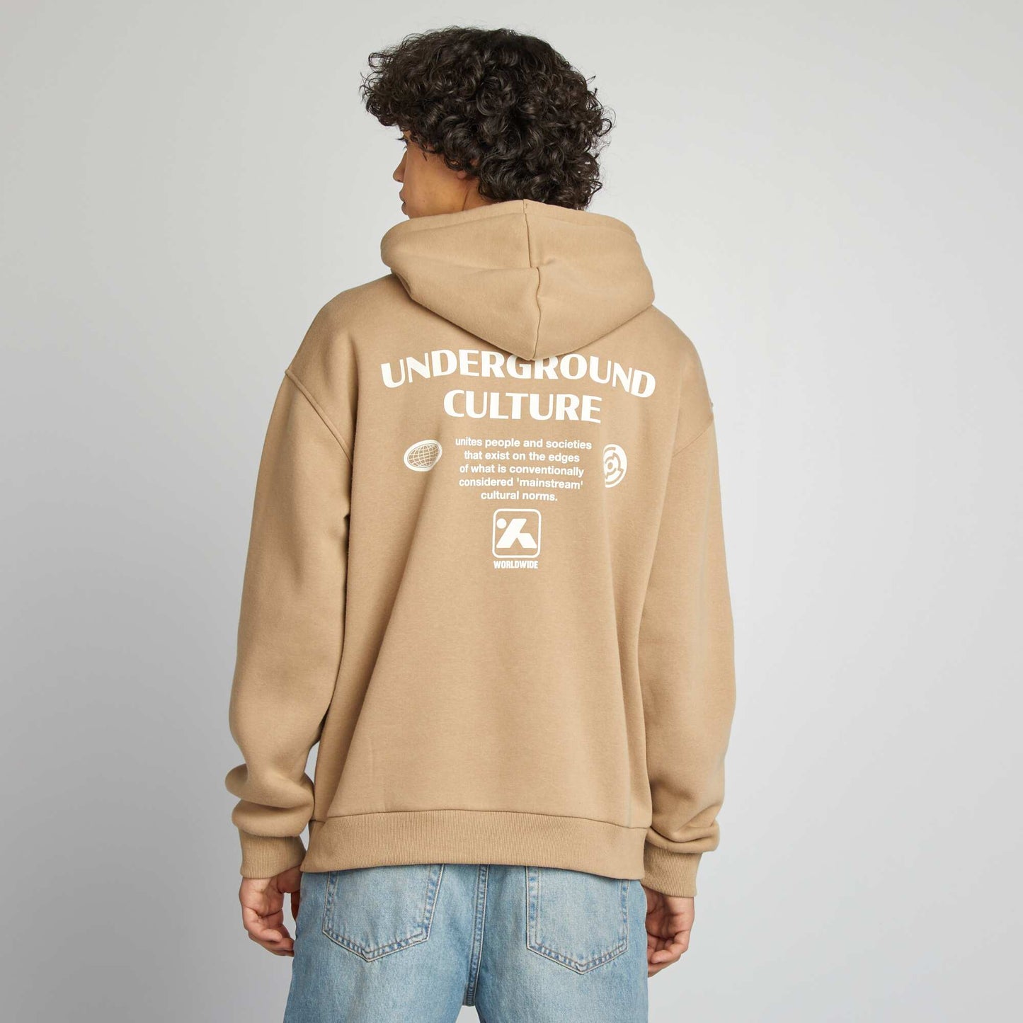 Slogan sweatshirt fabric sweater BEIGE