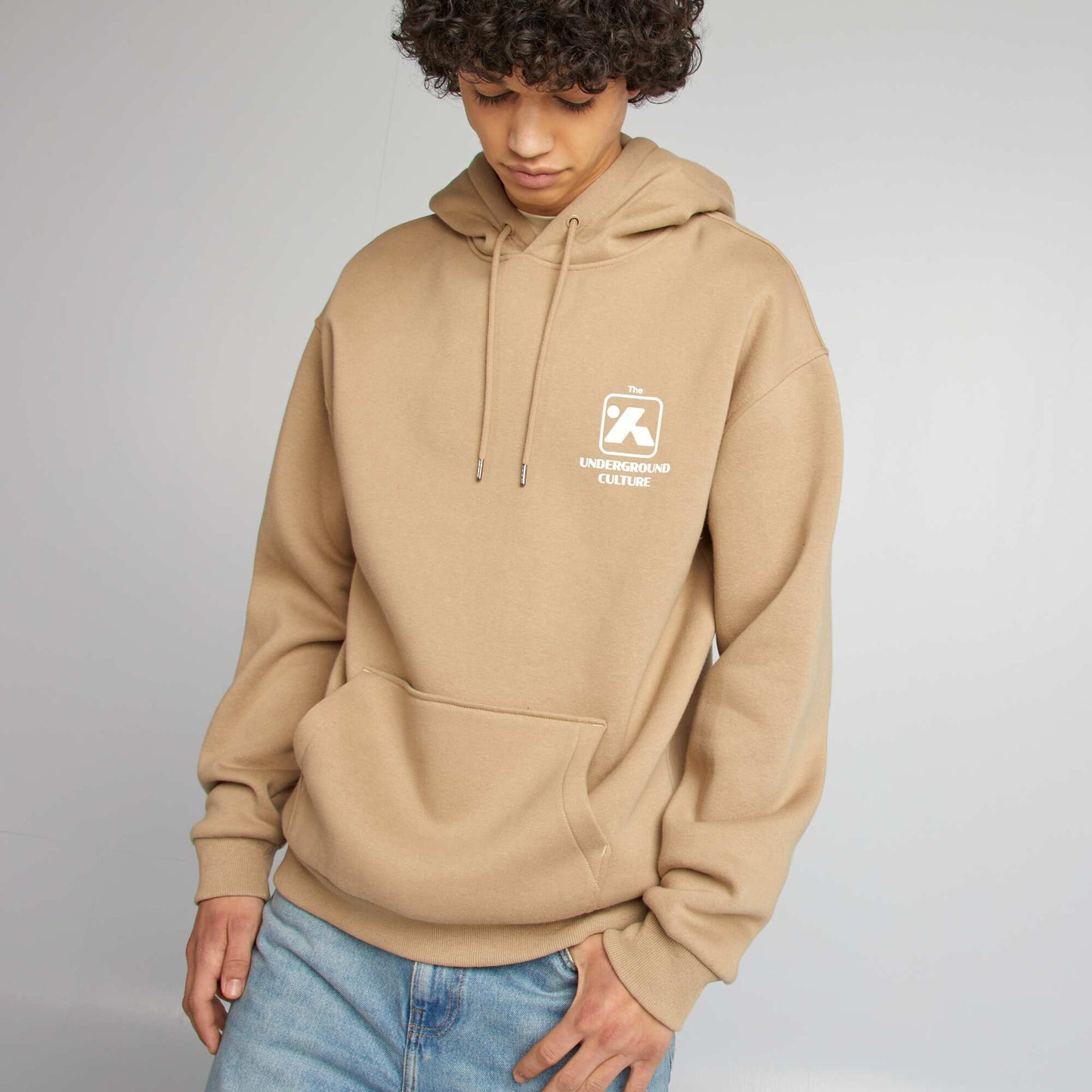 Slogan sweatshirt fabric sweater BEIGE