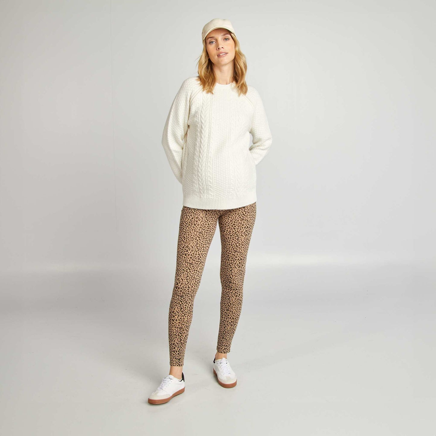 Cable-knit nursing jumper WHITE