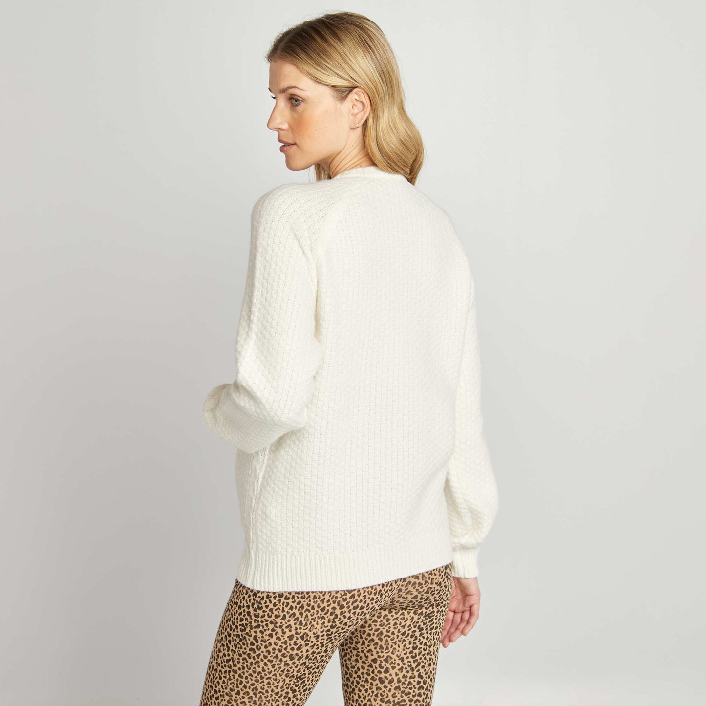 Cable-knit nursing jumper WHITE