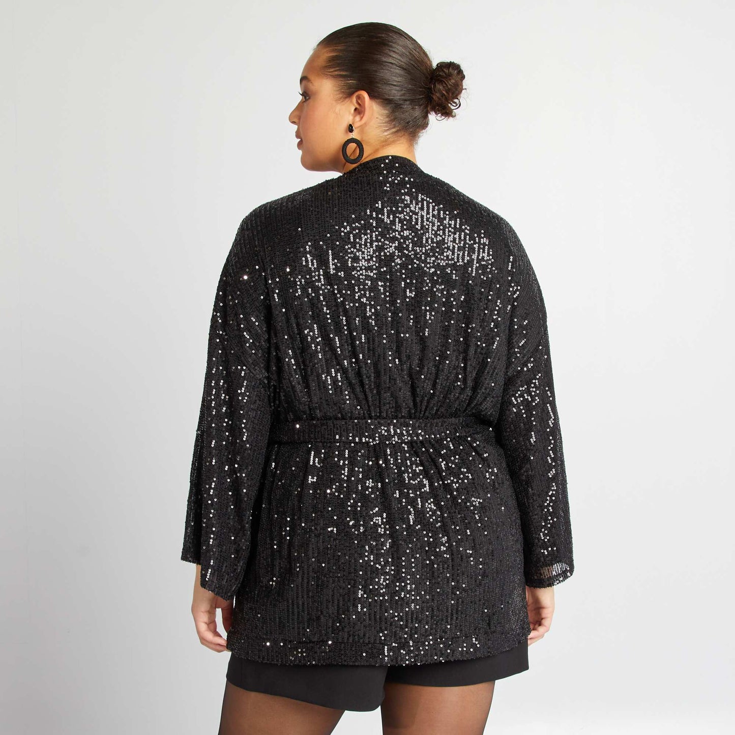 Sequined party kimono BLACK