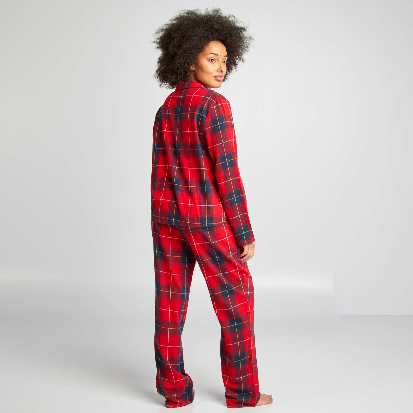 Checked pyjama shirt + trousers set RED