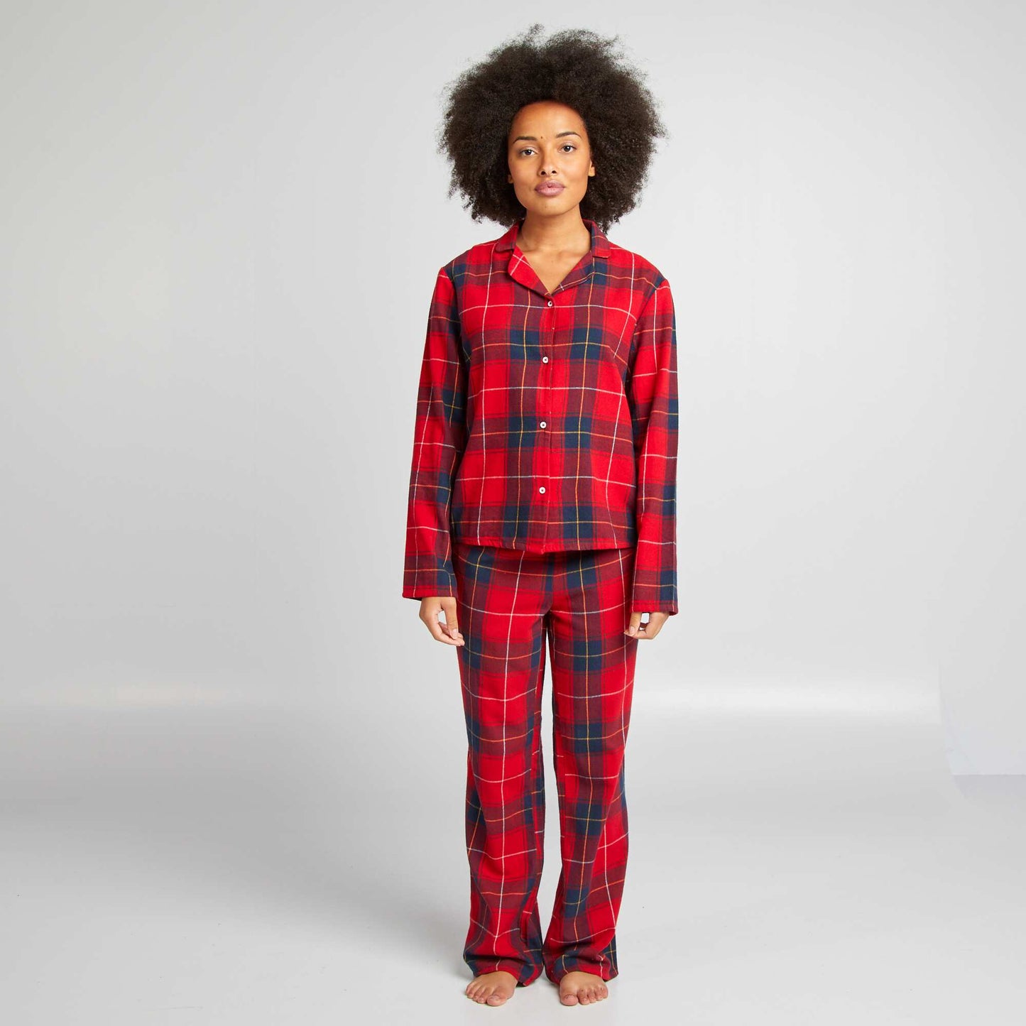 Checked pyjama shirt + trousers set RED