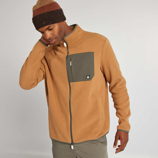 Funnel neck fleece jacket BEIGE