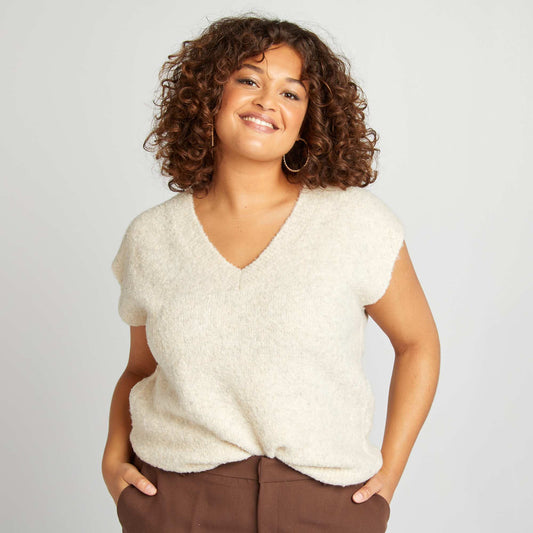 Sleeveless knit jumper BEIGE