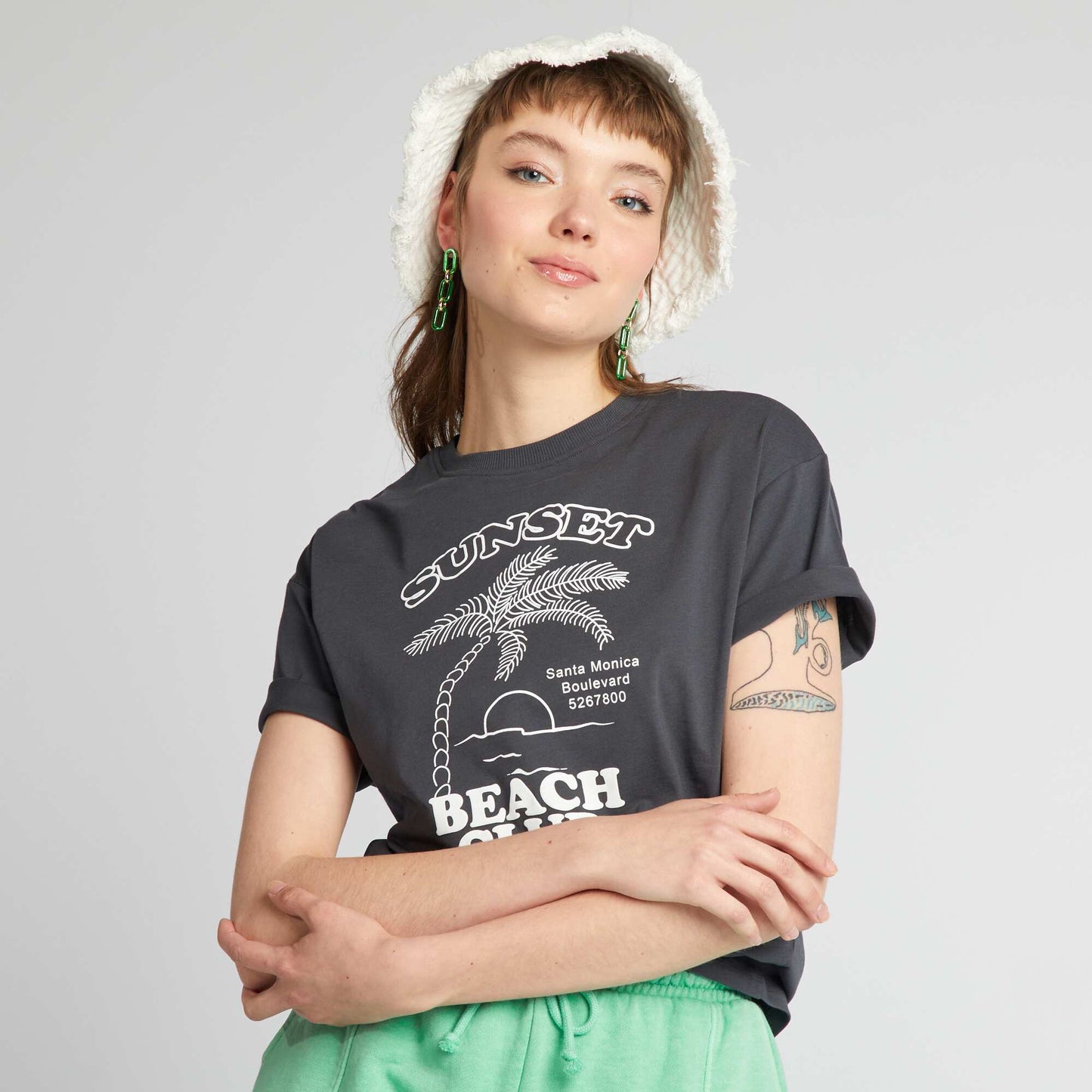 Oversized printed T-shirt BLACK