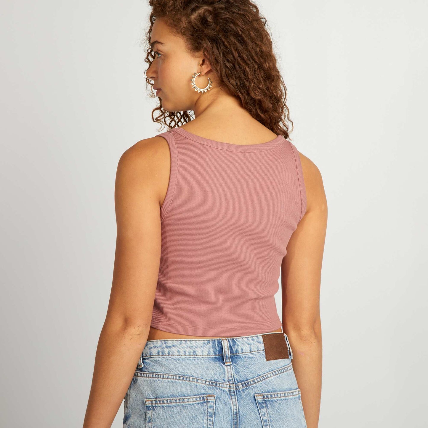 Ribbed cropped vest top PINK