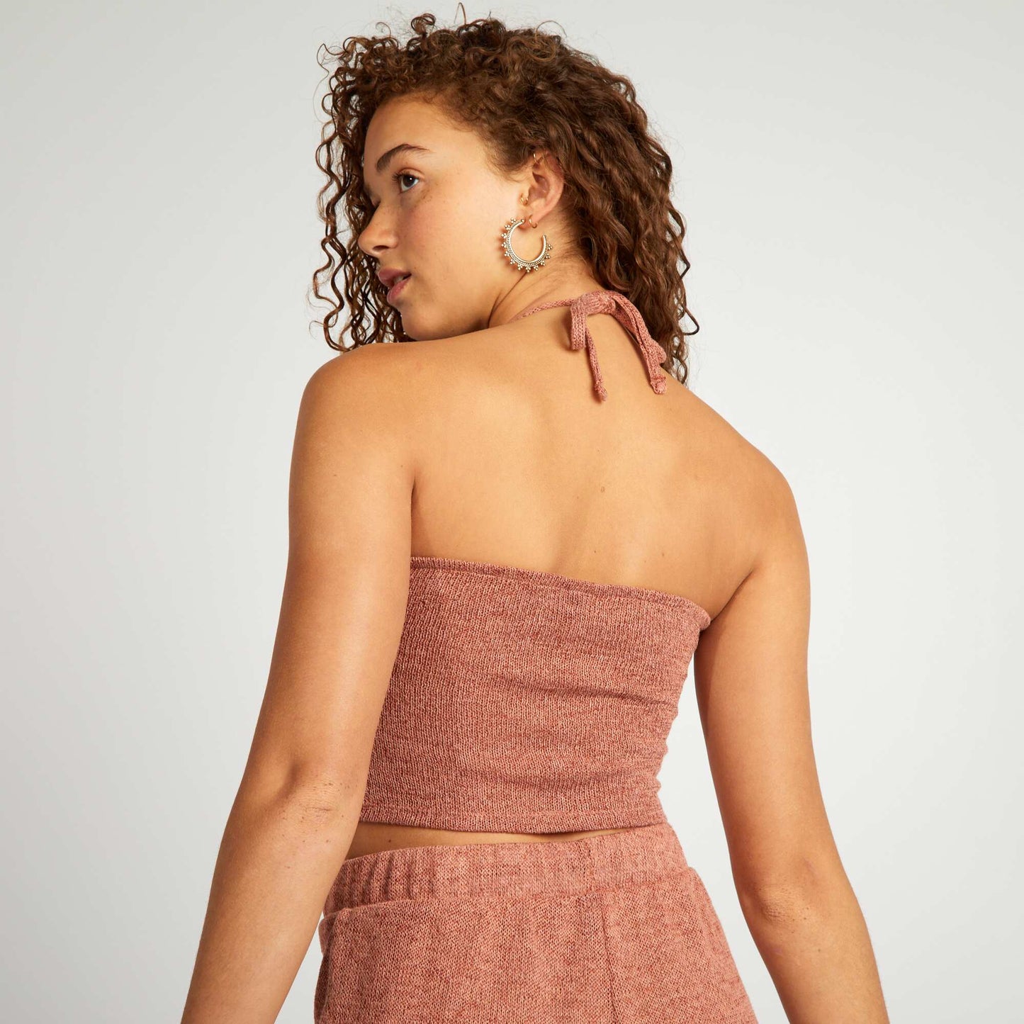 Backless vest top with spaghetti straps BROWN