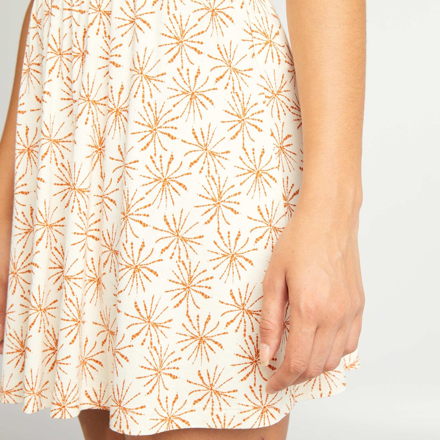 Short printed A-line skirt BEIGE