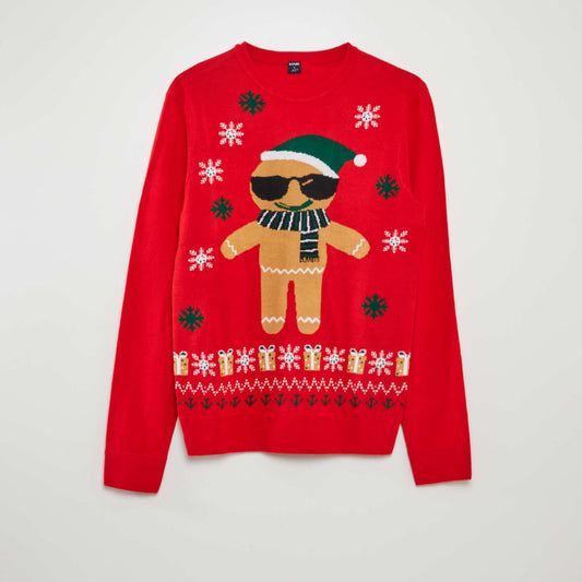 Gingerbread man Christmas jumper RED