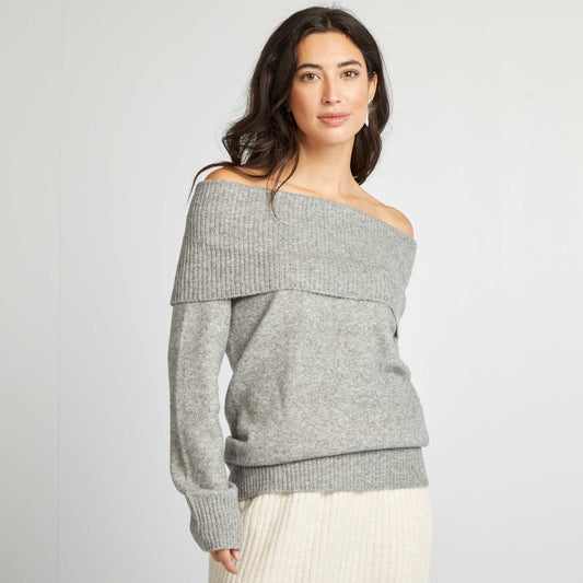 Knit sweater with high neck GREY