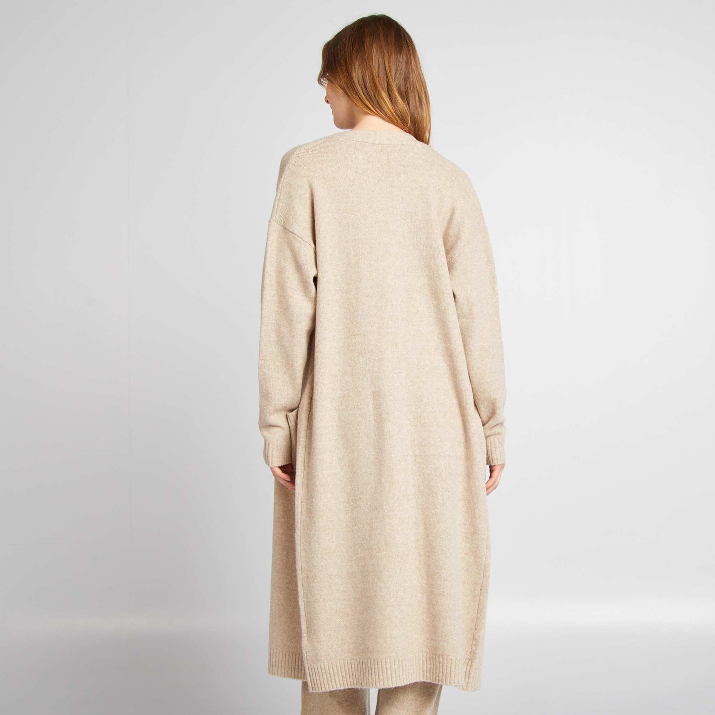 Long cardigan with pockets BEIGE