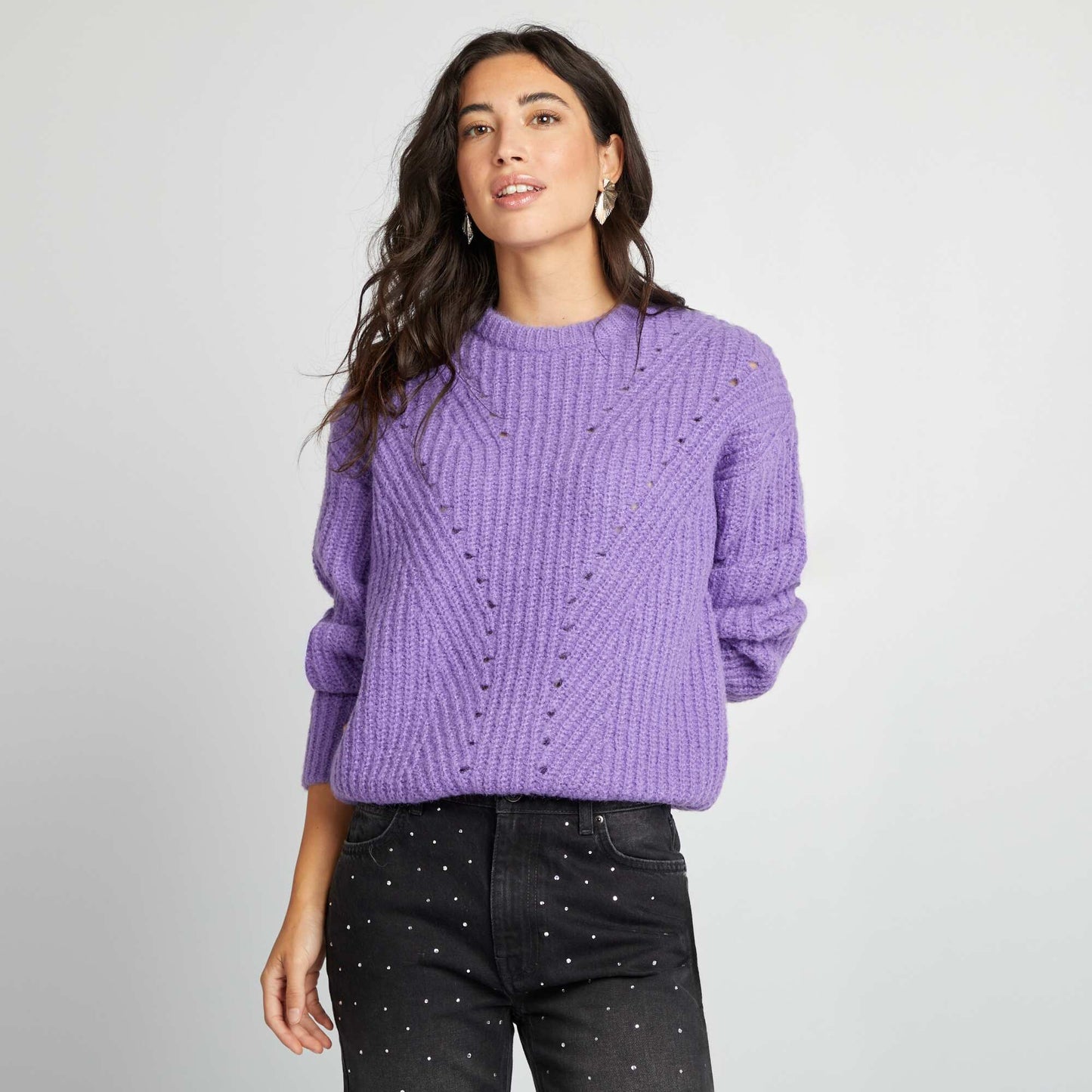 Chunky knit cardigan PURPLE