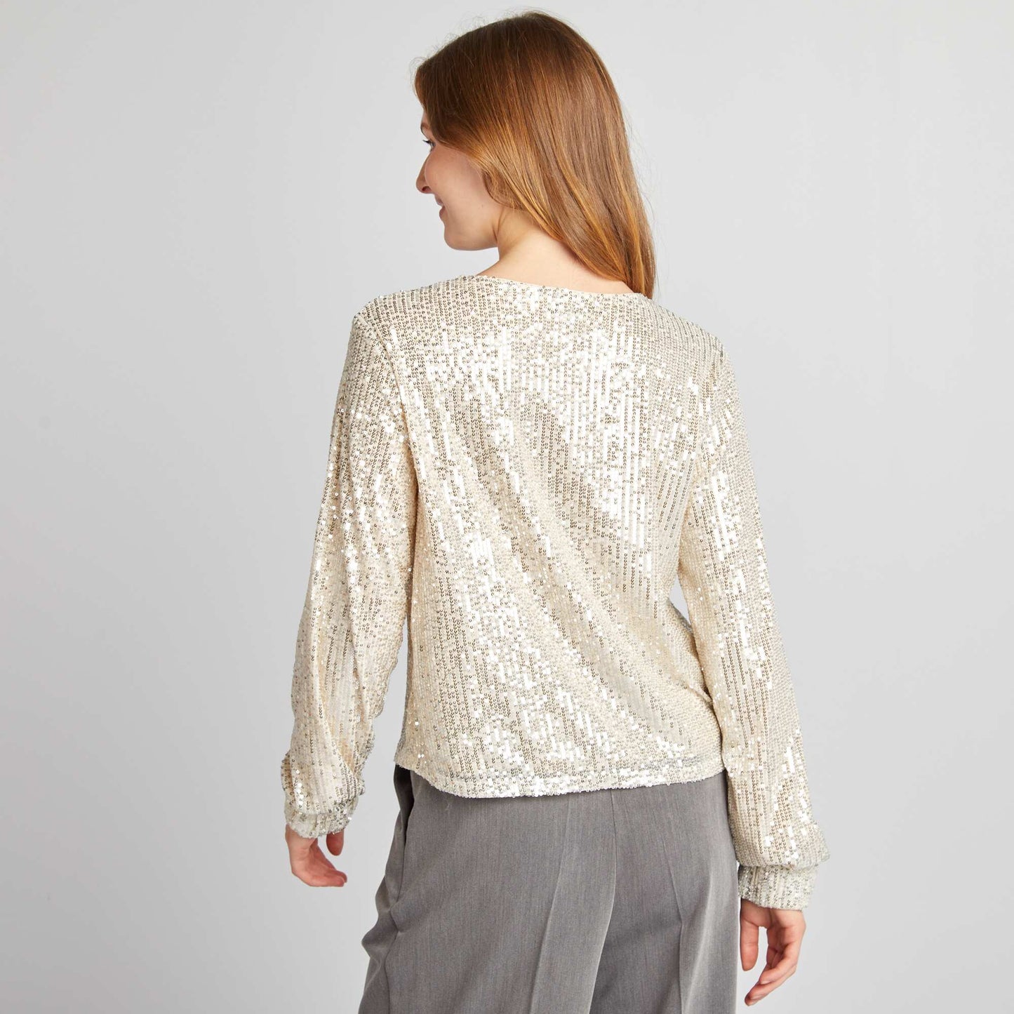 Long-sleeved sequined T-shirt YELLOW