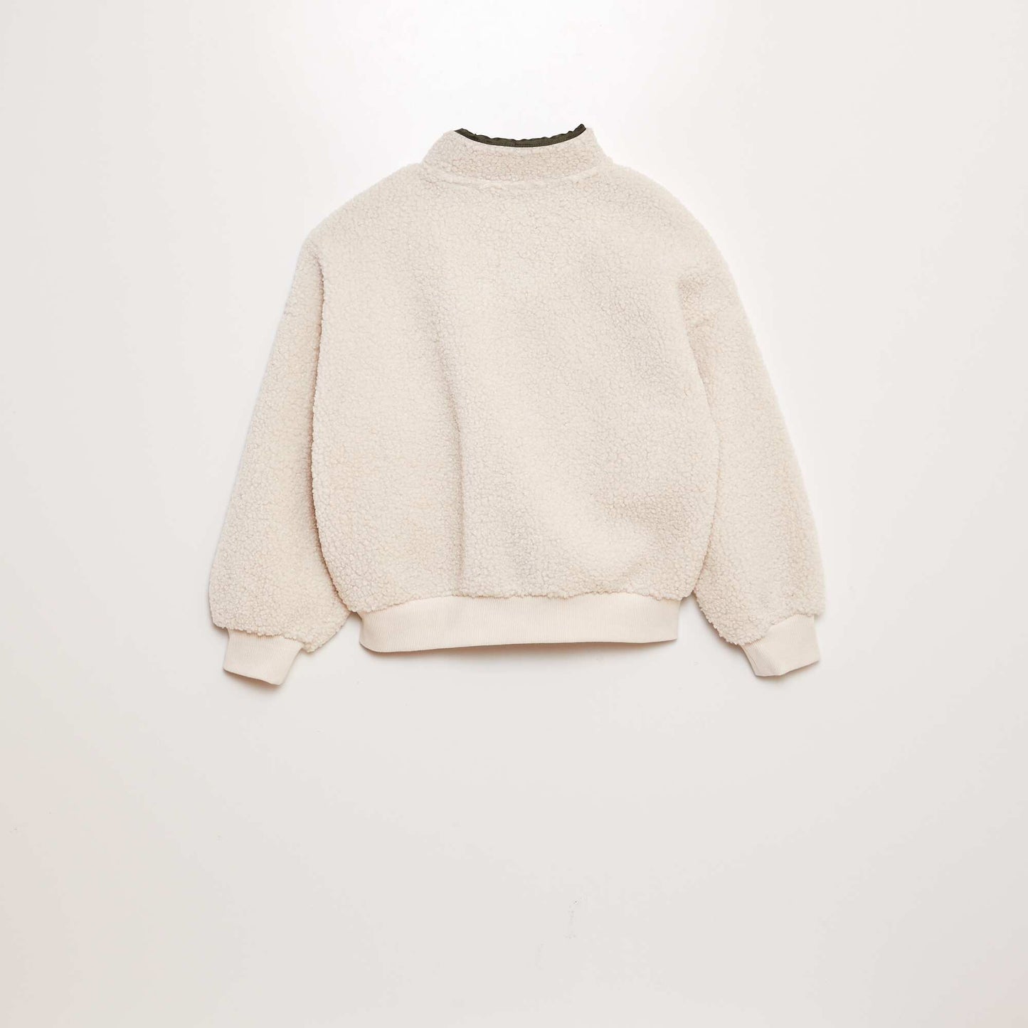 Zip-up teddy sweatshirt BEIGE