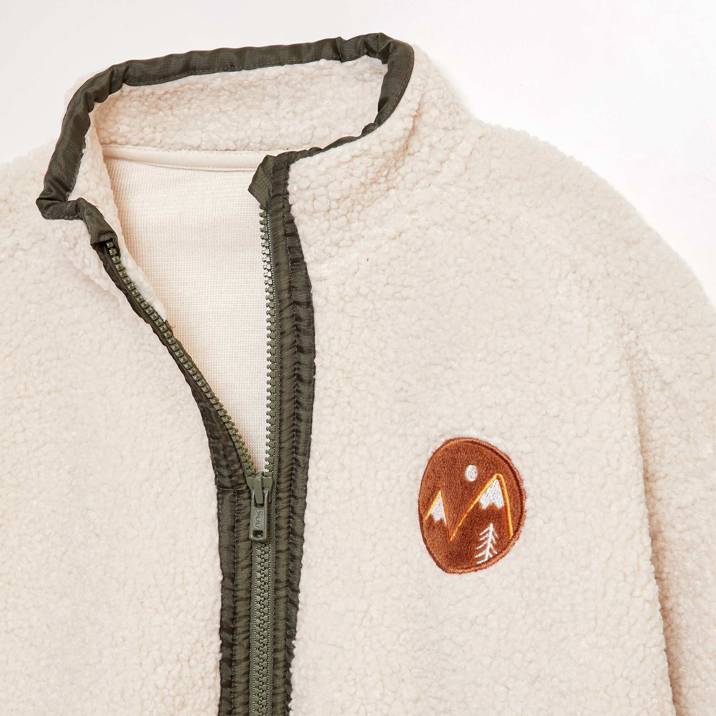 Zip-up teddy sweatshirt BEIGE