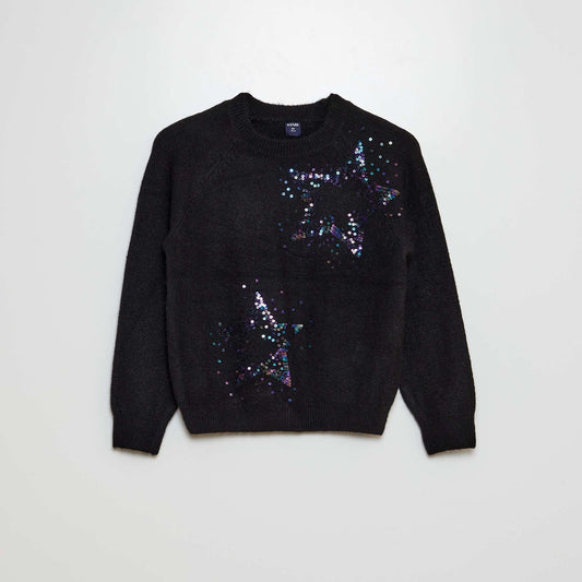 Sweater with reversible sequins BLACK