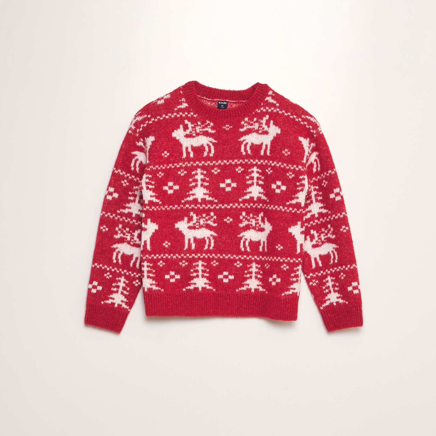 Jacquard deer jumper RED