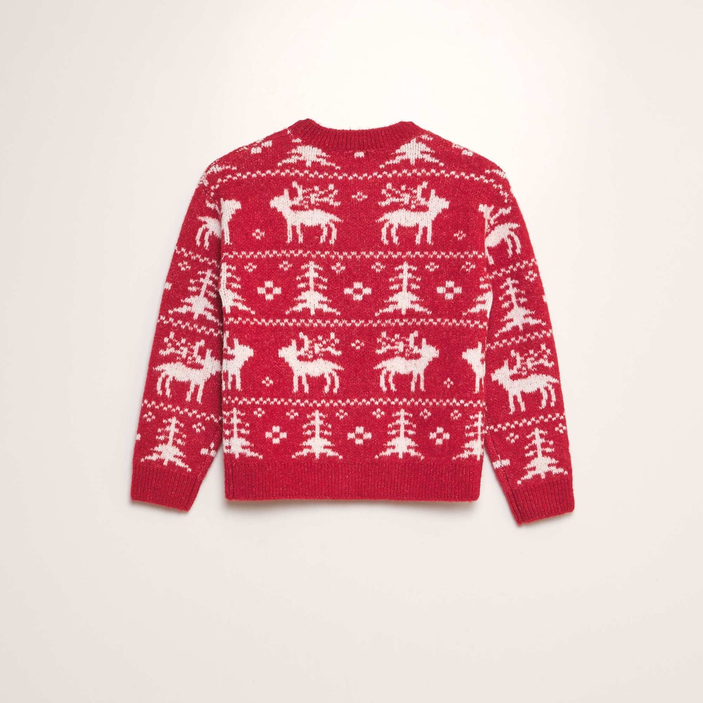 Jacquard deer jumper RED