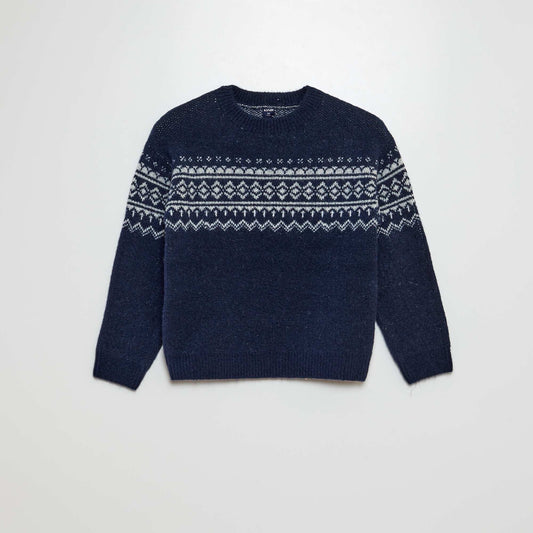 Jacquard deer jumper BLUE