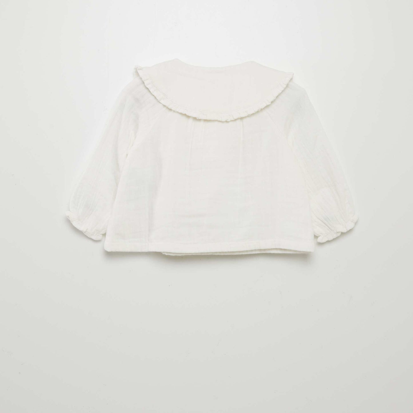 Double cotton gauze blouse with Peter Pan collar WHITE