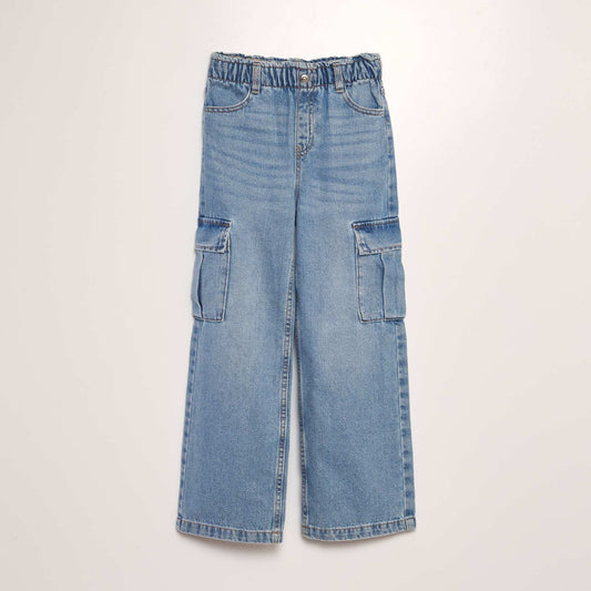 Multi-pocket denim trousers BLUE