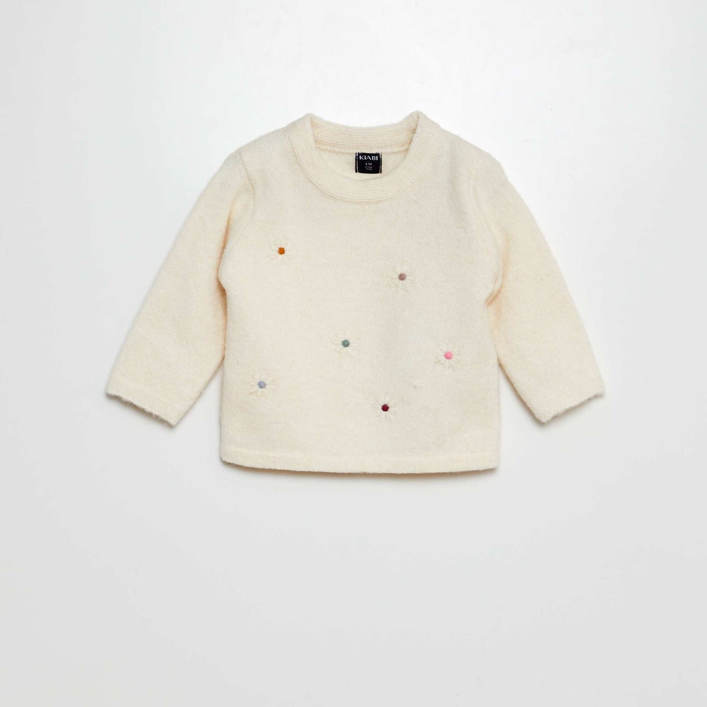 Sweater with flower-shaped em WHITE