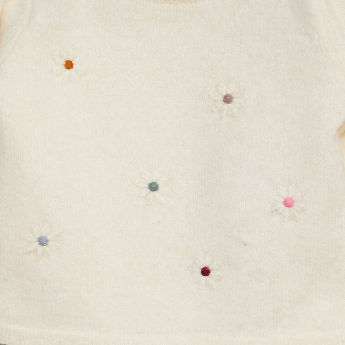 Sweater with flower-shaped em WHITE