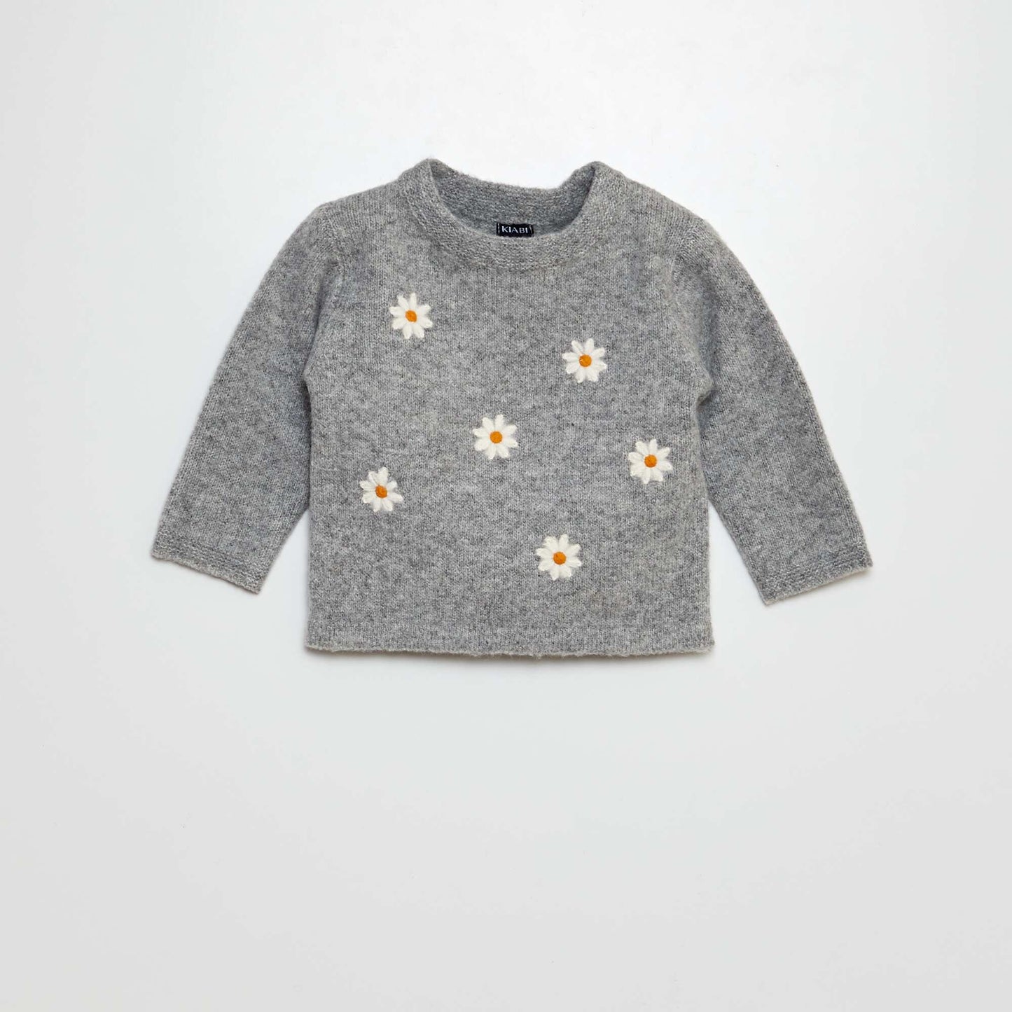 Sweater with flower-shaped em GREY