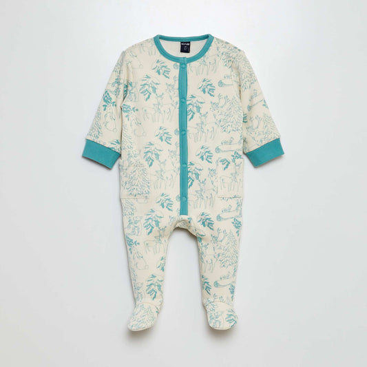 Warm printed sleepsuit WHITE