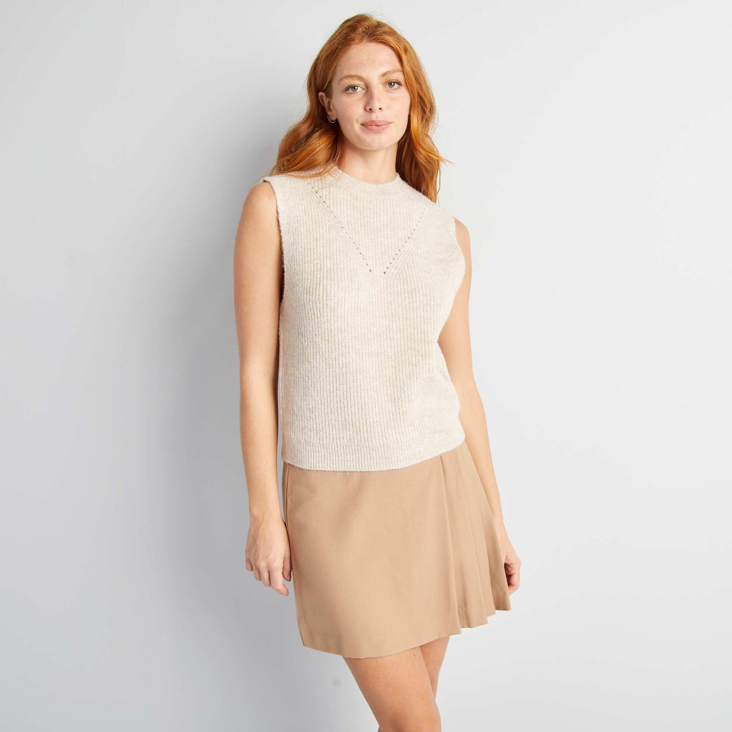 Knit tank top BEIGE