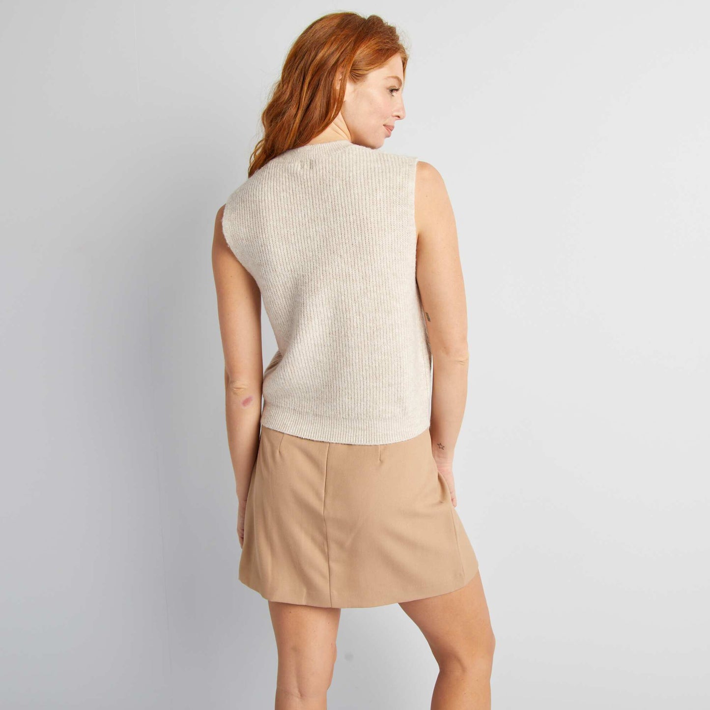 Knit tank top BEIGE