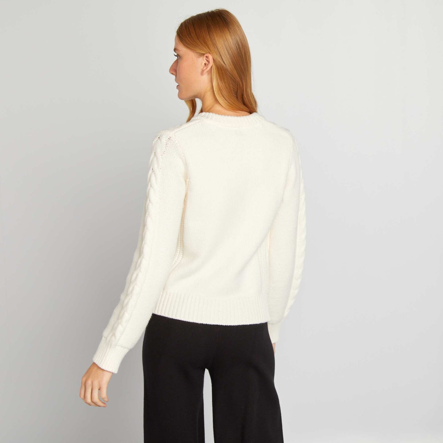 Cable-knit cardigan WHITE