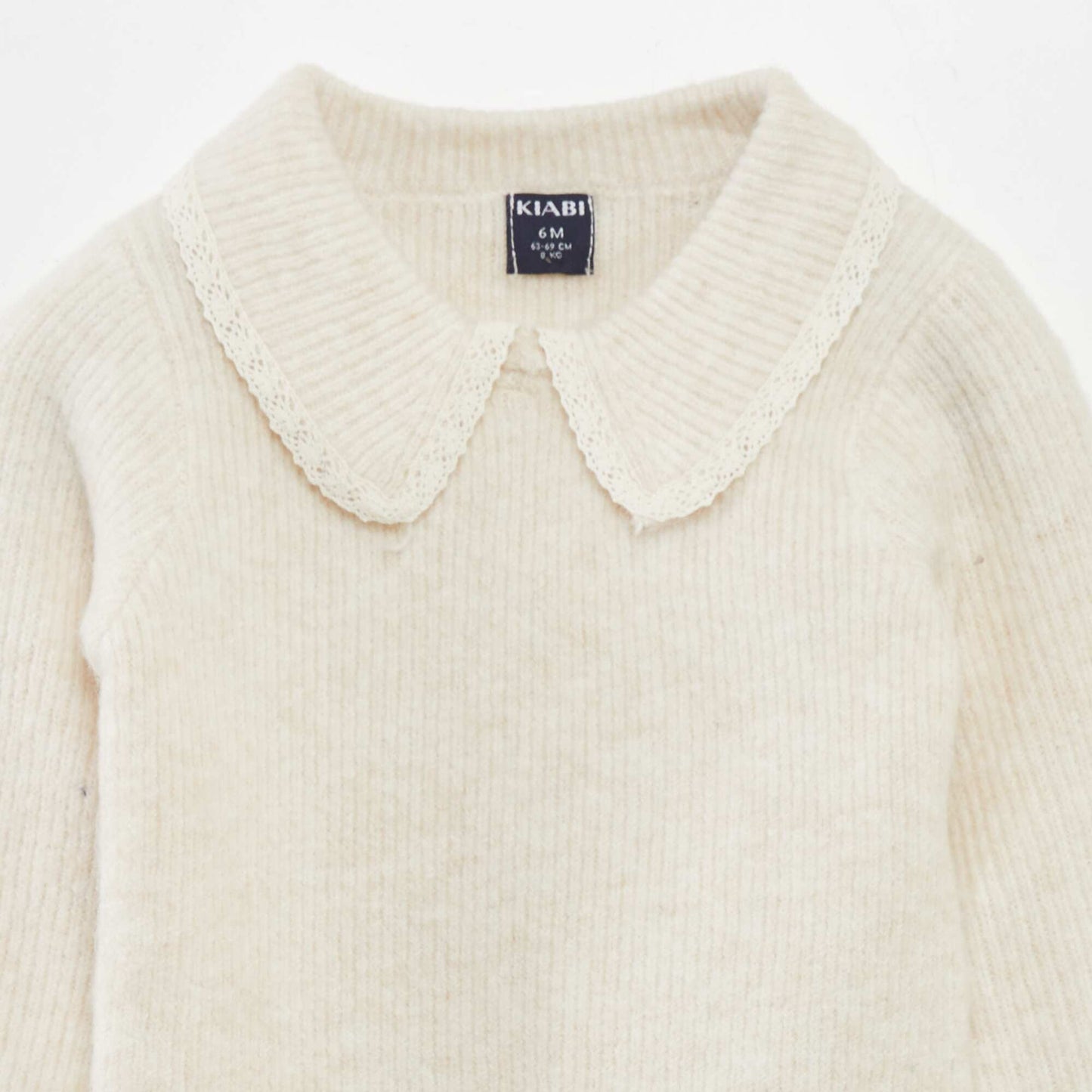 Soft knit sweater with Peter Pan collar BEIGE