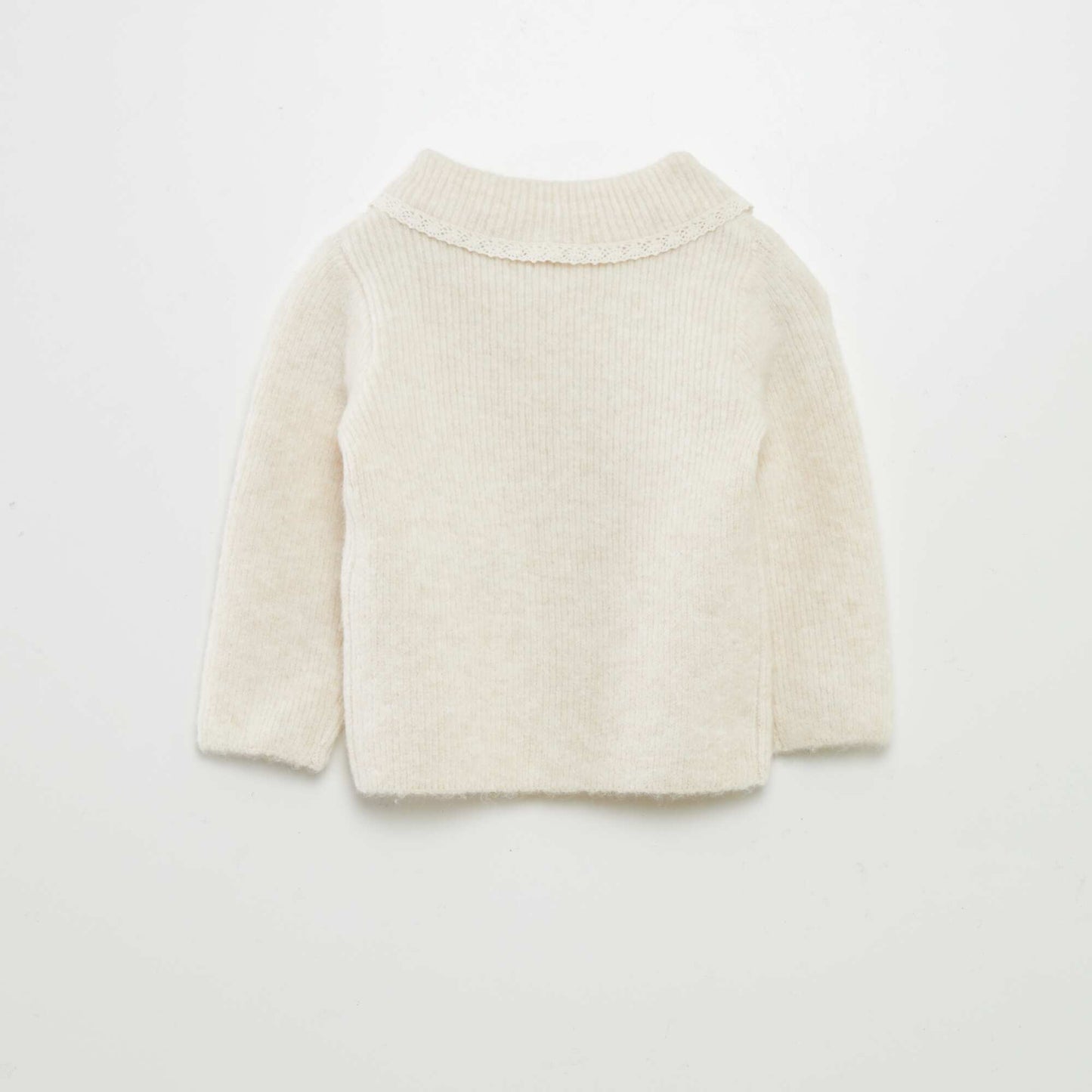 Soft knit sweater with Peter Pan collar BEIGE