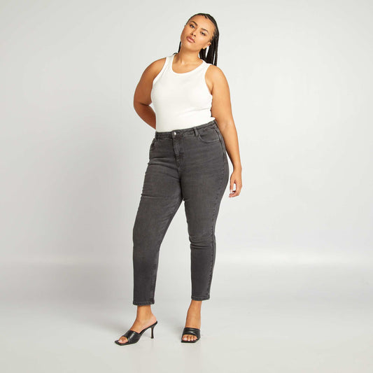 High-waisted straight-cut jeans GREY