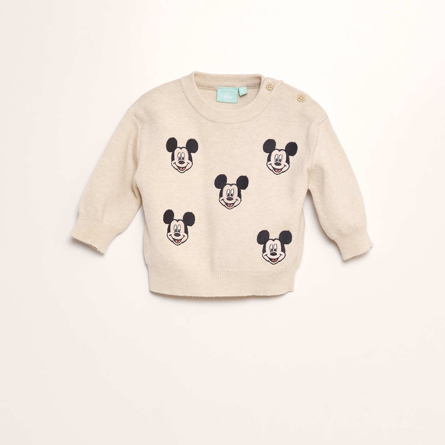 Fine-knit 'Mickey' embroidered jumper BEIGE