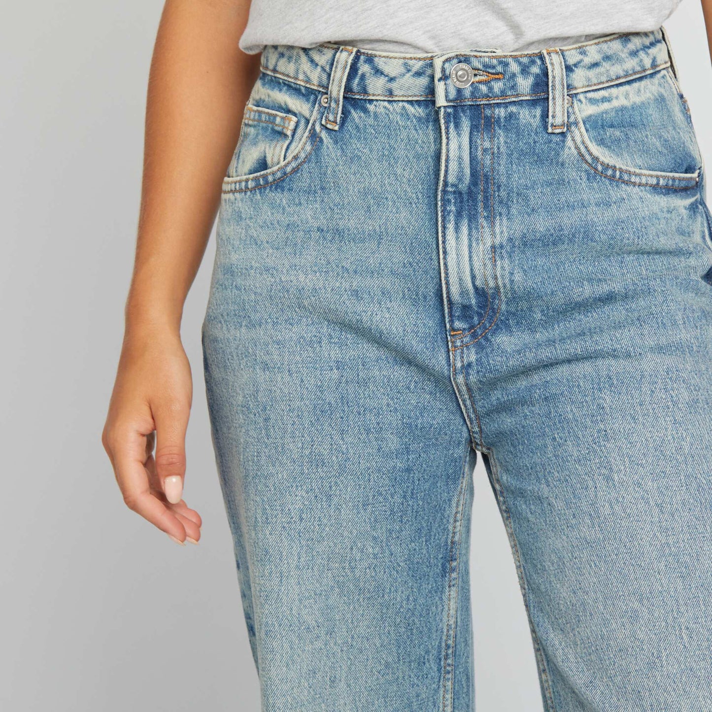 High-rise wide-leg jeans with turn-ups BLUE