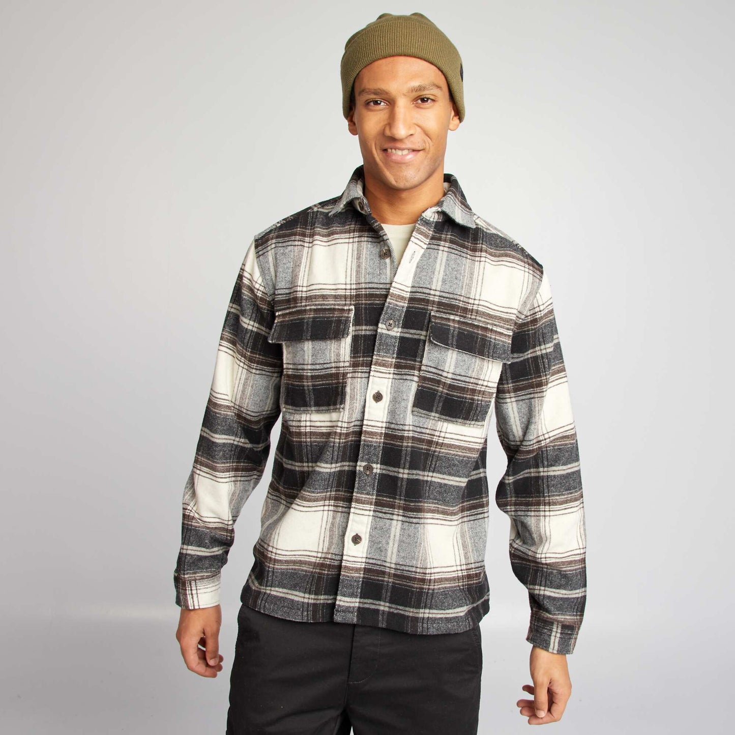 Checked overshirt BLACK