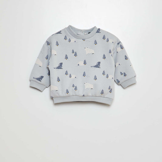 'Sea ice' print sweater BLUE