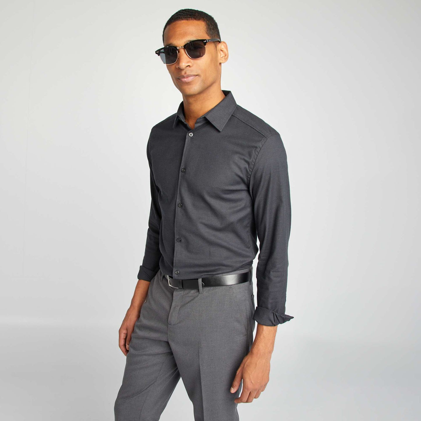 Flowing slim-fit shirt BLACK